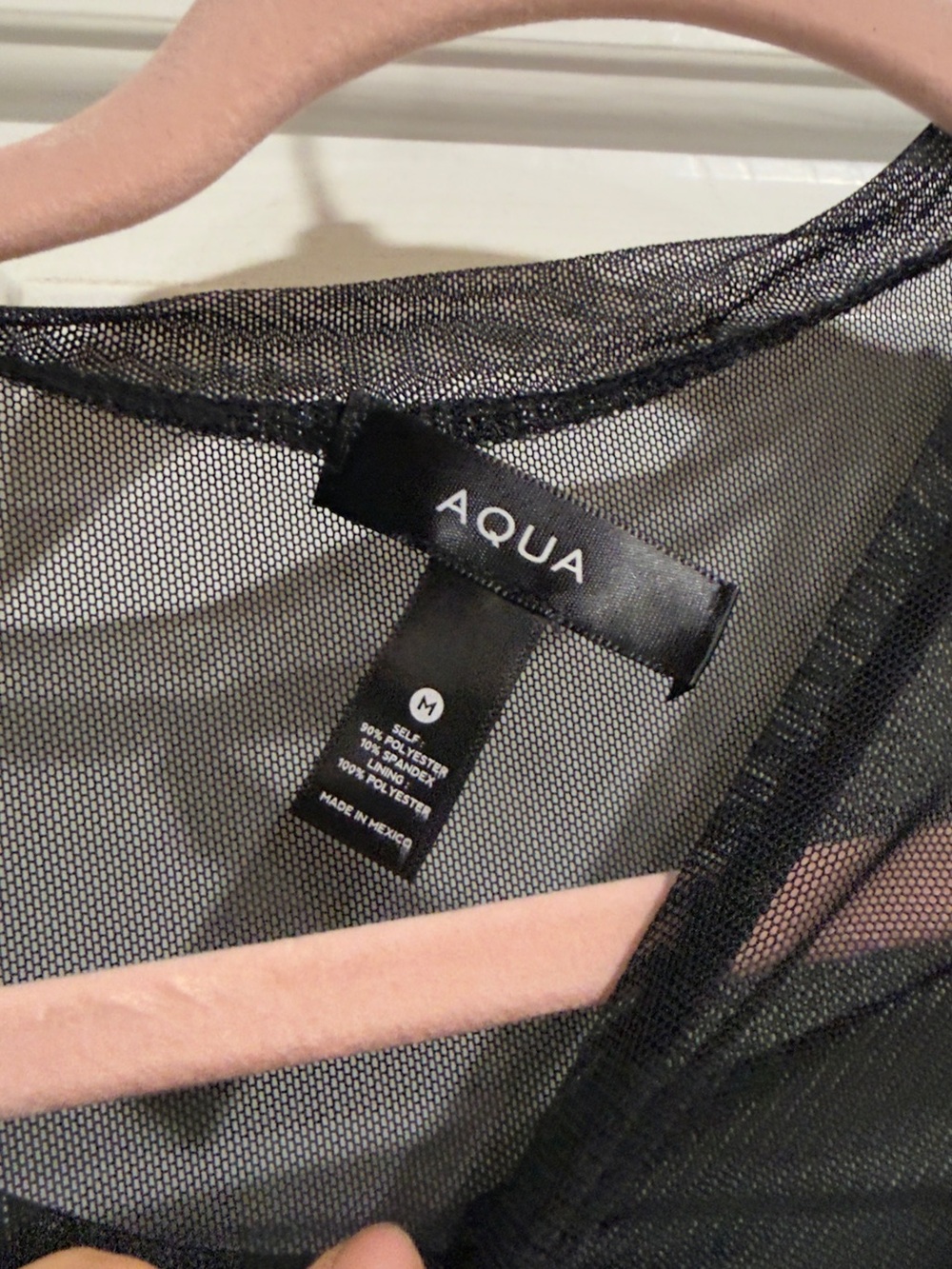 Aqua Black Ruched Mesh Long-Sleeve Dress - Picture 2 of 2